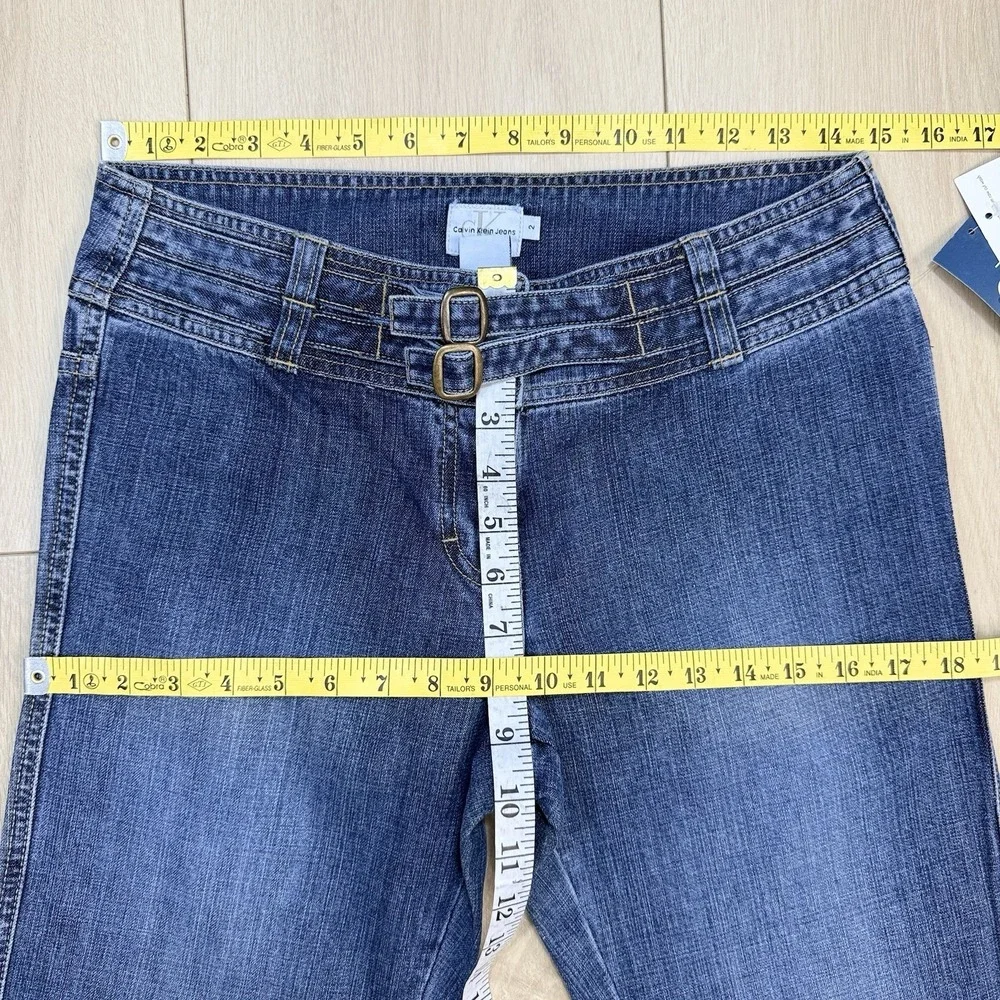 VTG/Y2K Calvin Klein Jeans Womens 2 Buckle Waist Bootcut Slub Denim NW ZDJC52579